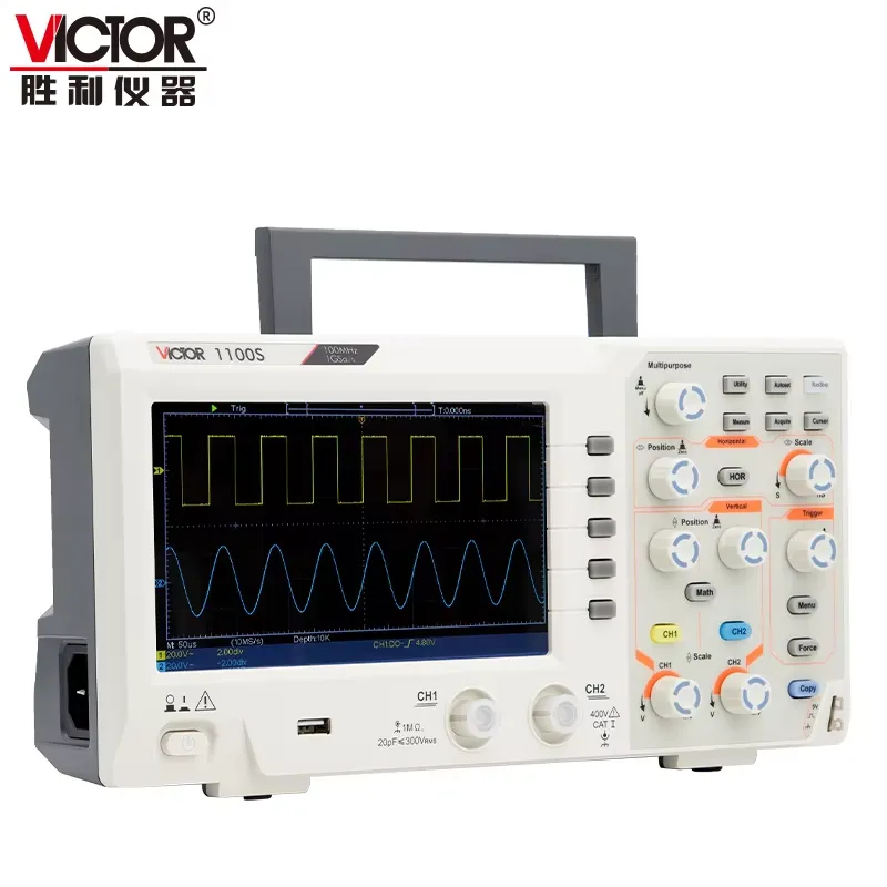 Oscyloskop VICTOR 1100S, pasmo – Digital Storage Oscilloscope 100Mhz recenzja i cena