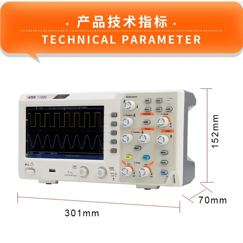 Oscyloskop VICTOR 1100S, pasmo – Digital Storage Oscilloscope 100Mhz recenzja i cena